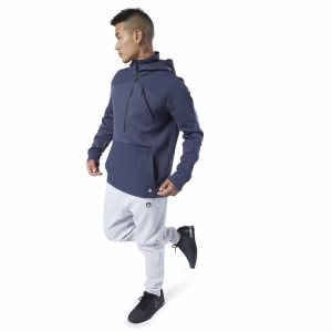 Bluza Z Kapturem Męskie Reebok Training Supply Control Granatowe PL 84BMSYX